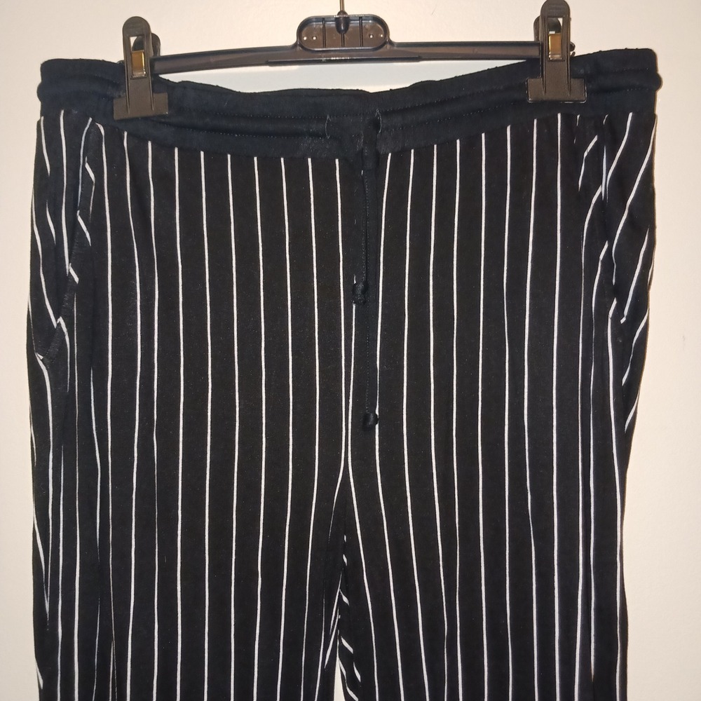 Lascana Black White Striped Comfy Jogger Beach lounge casual pants10 - Picture 3 of 8